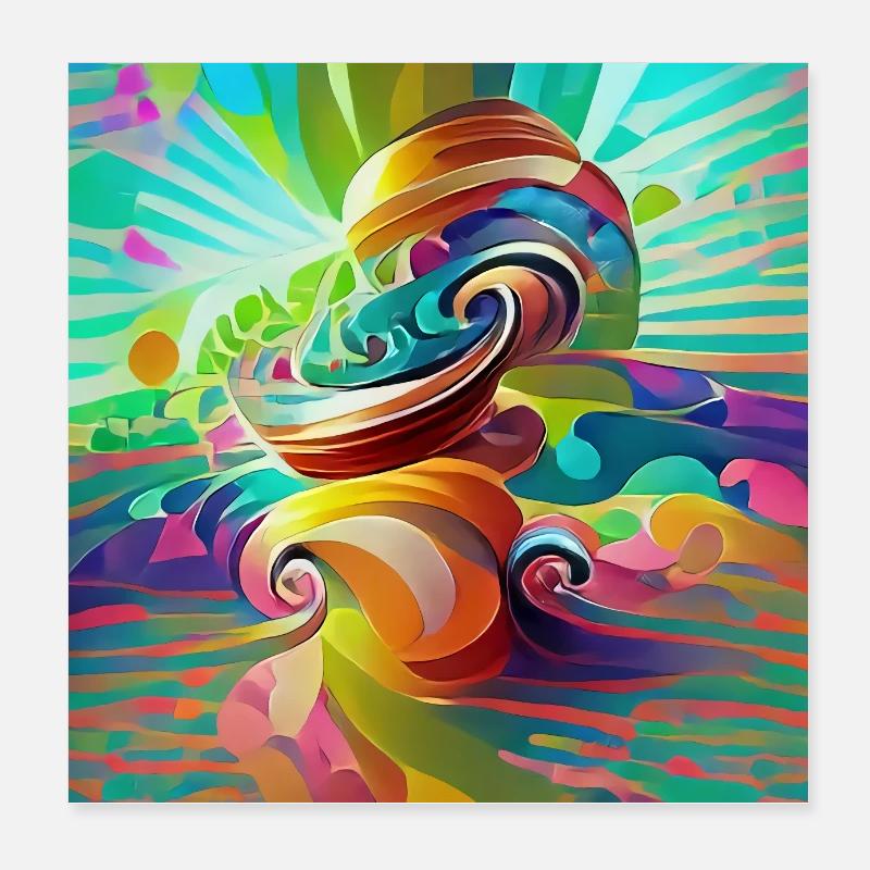 Bunte, lebendige psychedelische Wirbel Poster 20x20 cm