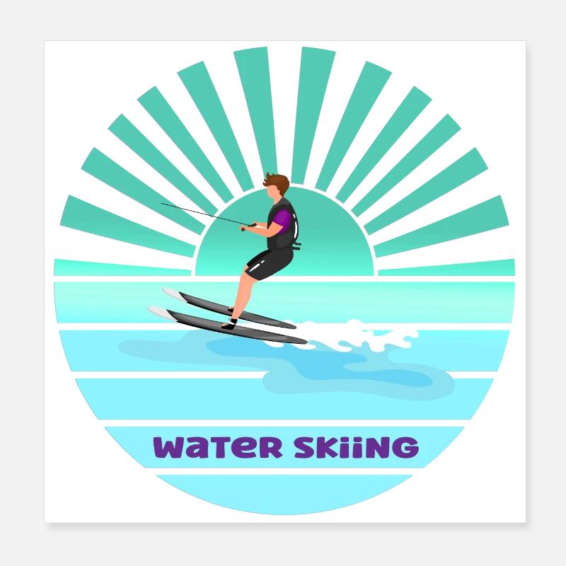 Sunset water skiing Poster 8" x 8" (20x20 cm)