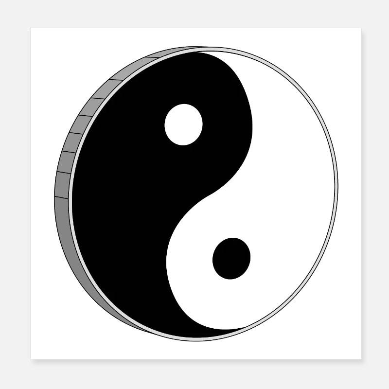 Yin Yang Noir Et Blanc Symbole - Poster 20 x 20 cm - blanc