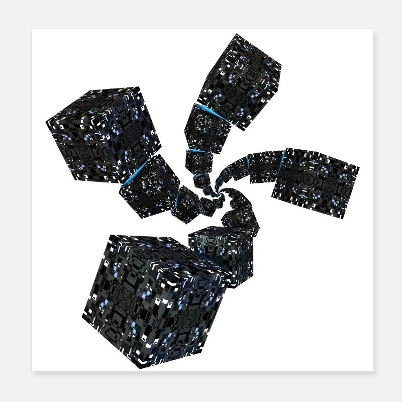 Sci Fi Spiral Cubes Poster 8" x 8" (20x20 cm)