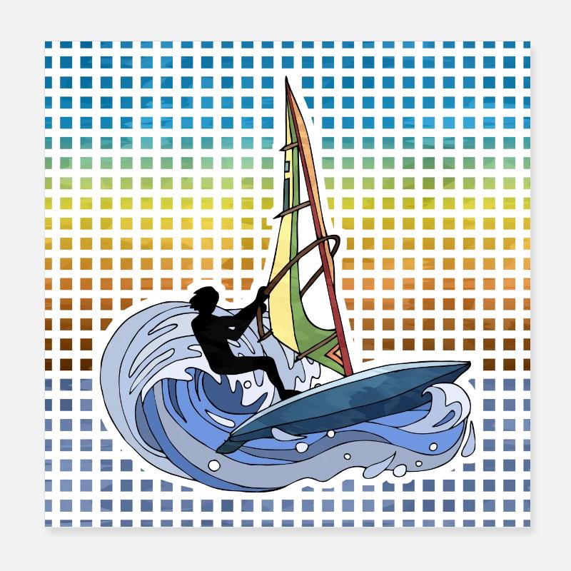 Windsurfen Poster 20x20 cm
