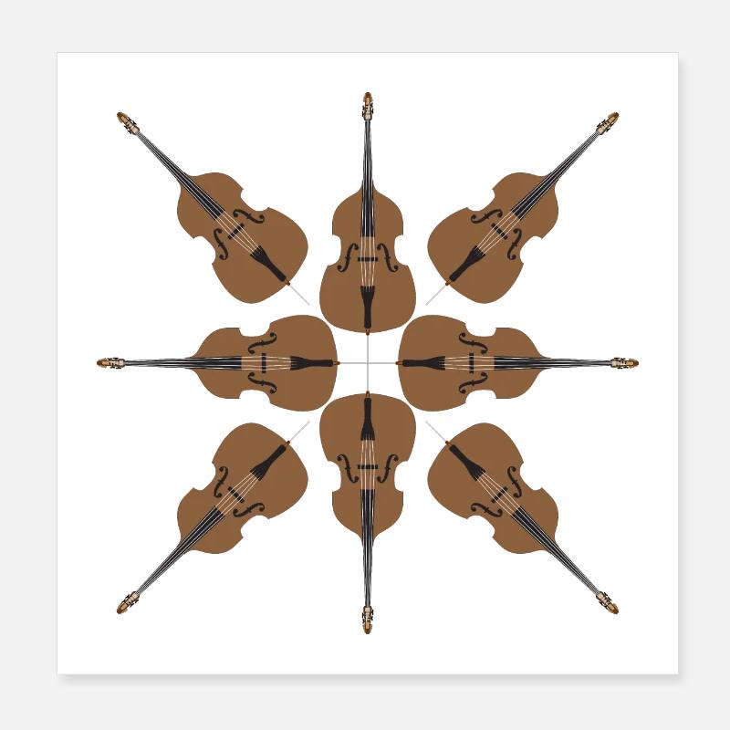 Fond de contrebasse de style dessin animé Poster 20 x 20 cm