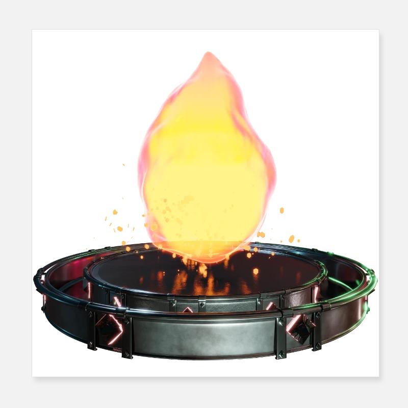 Wachsendes Feuer in der Science-Fiction-Plattform Poster 20x20 cm