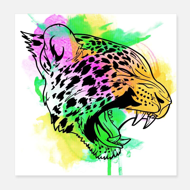 A Beautiful and Fun Watercolor Leopard Design Poster 8" x 8" (20x20 cm)