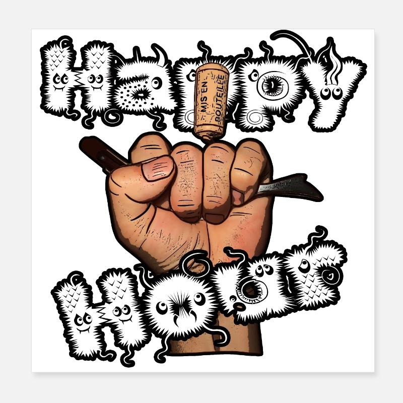 Happy Hour Zeit Poster 20x20 cm