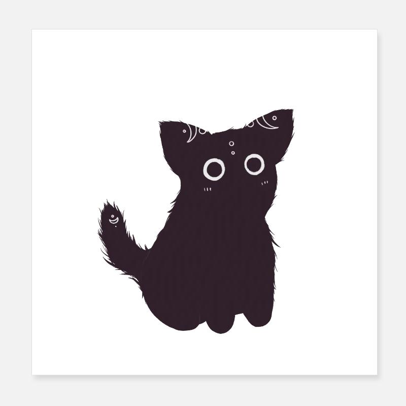 Süße Schwarze Katze Poster 20x20 cm