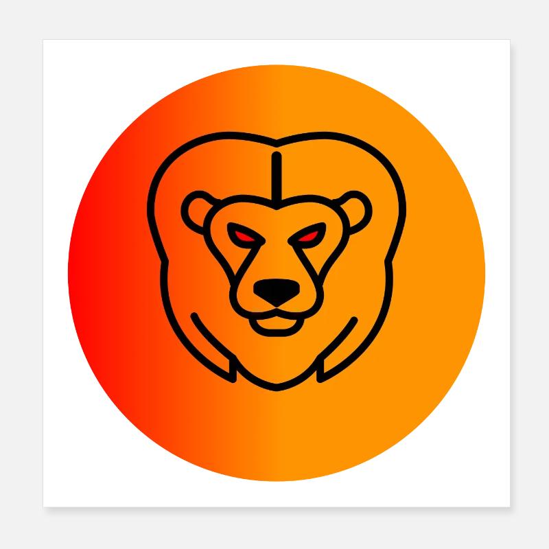 Löwe mit Roten Augen Poster 20x20 cm