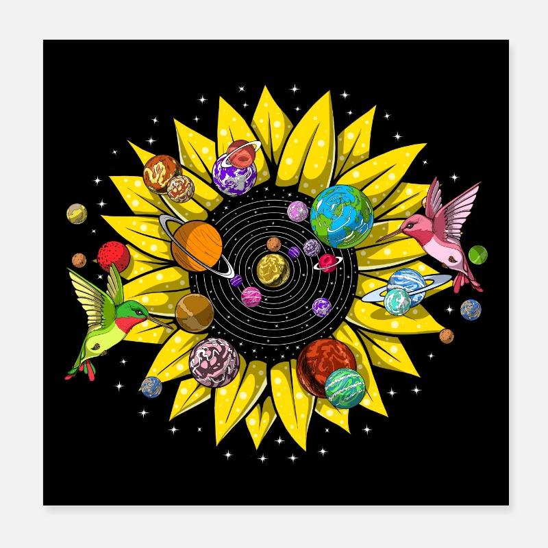 Sonnenblume des Sonnensystems Poster 20x20 cm