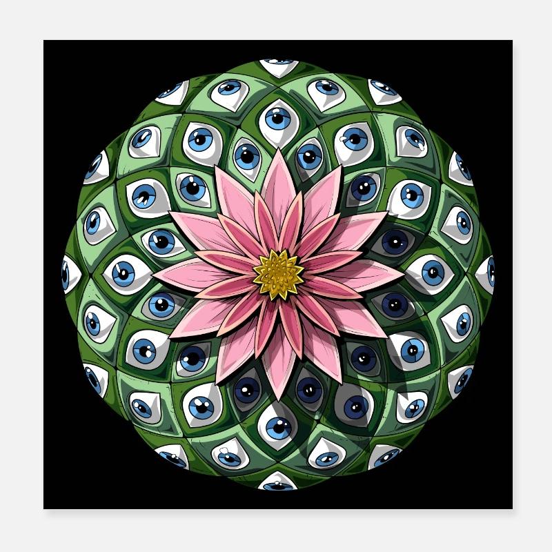 Psychedelischer Peyote-Kaktus - Poster 20x20 cm - Weiß