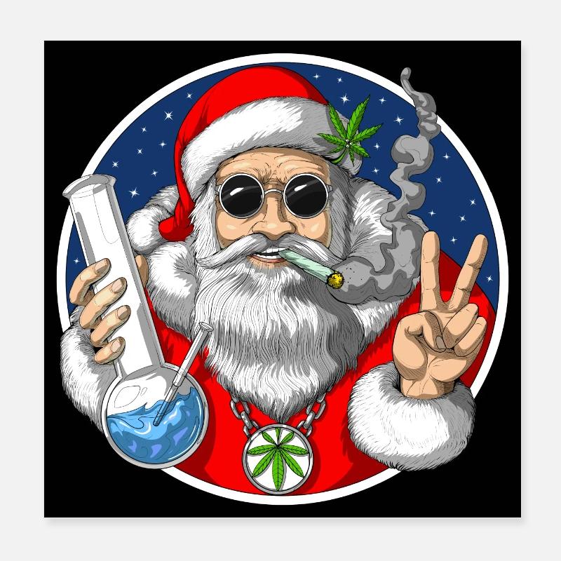 Santa Smoking Weed Poster 8" x 8" (20x20 cm)