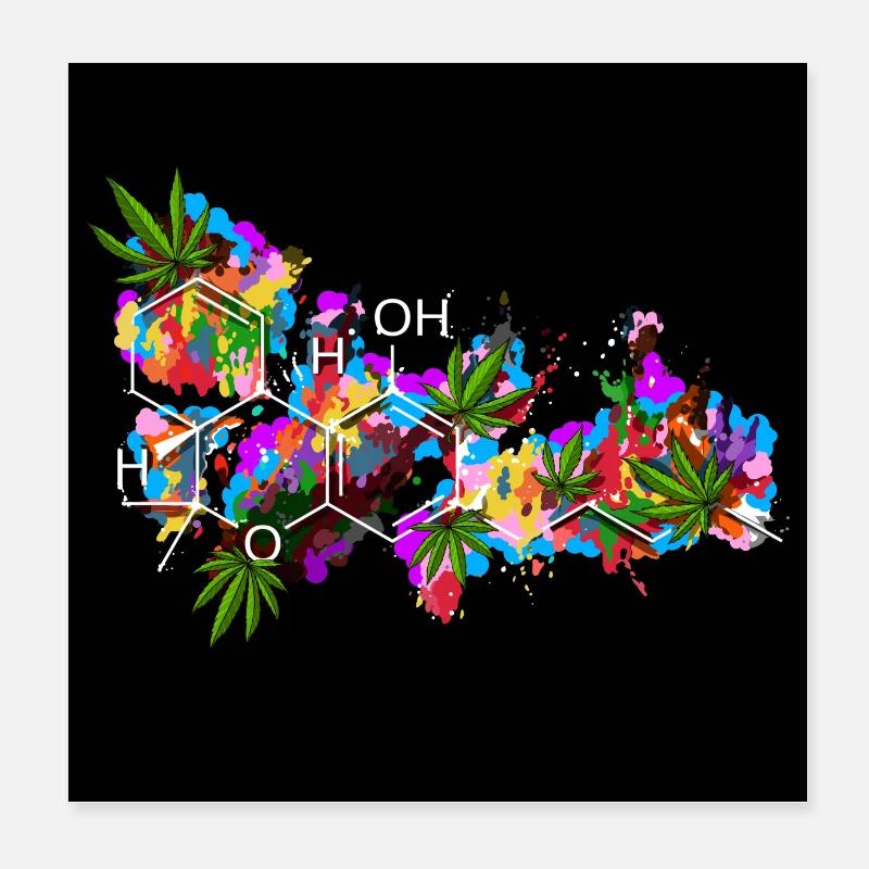 Unkraut-THC-Molekül Poster 20x20 cm
