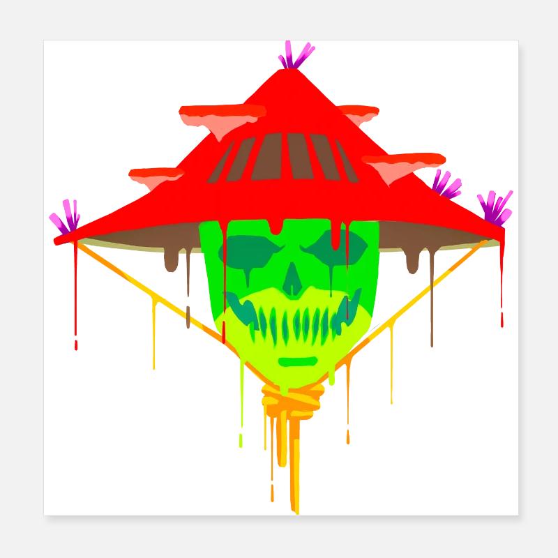 Un beau et drôle champignon Amigasa Design Poster 20 x 20 cm
