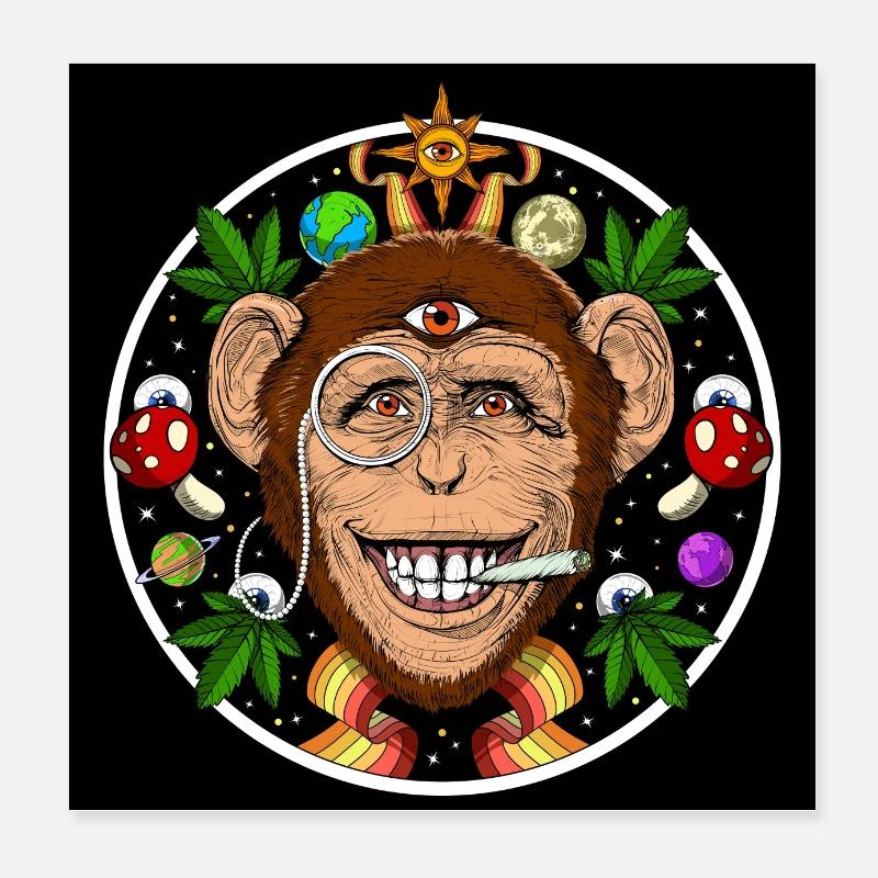 Psychedelischer Affenkiffer Poster 20x20 cm