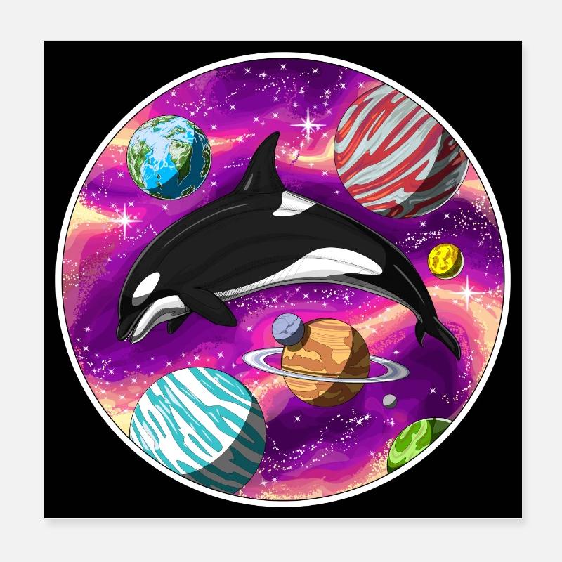 Baleine orque psychédélique Poster 20 x 20 cm