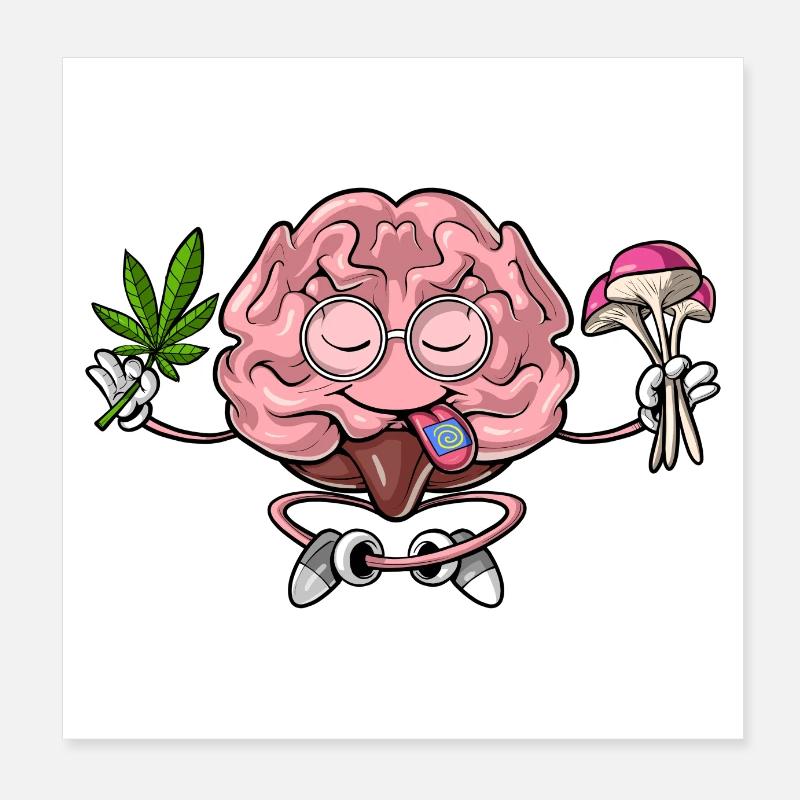 Psychedelisches Gehirn Poster 20x20 cm