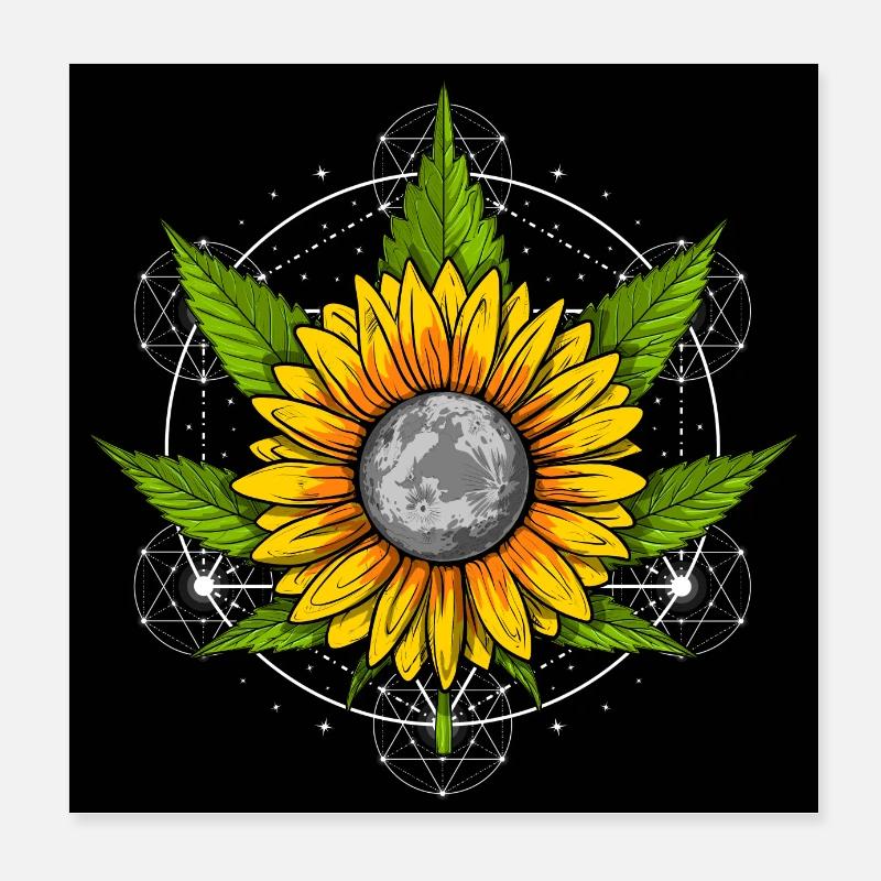 Erba Girasole Hippie Poster 20x20 cm