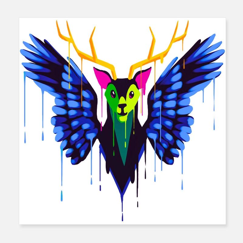 Un beau et amusant design de chauve-souris Peryton Poster 20 x 20 cm