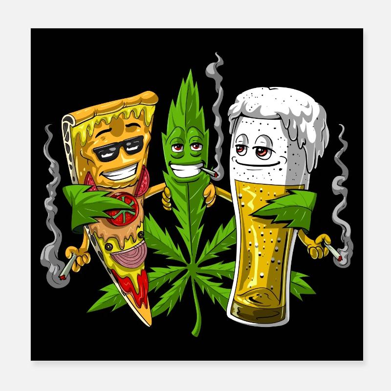 Pizza à la bière weed Poster 20 x 20 cm