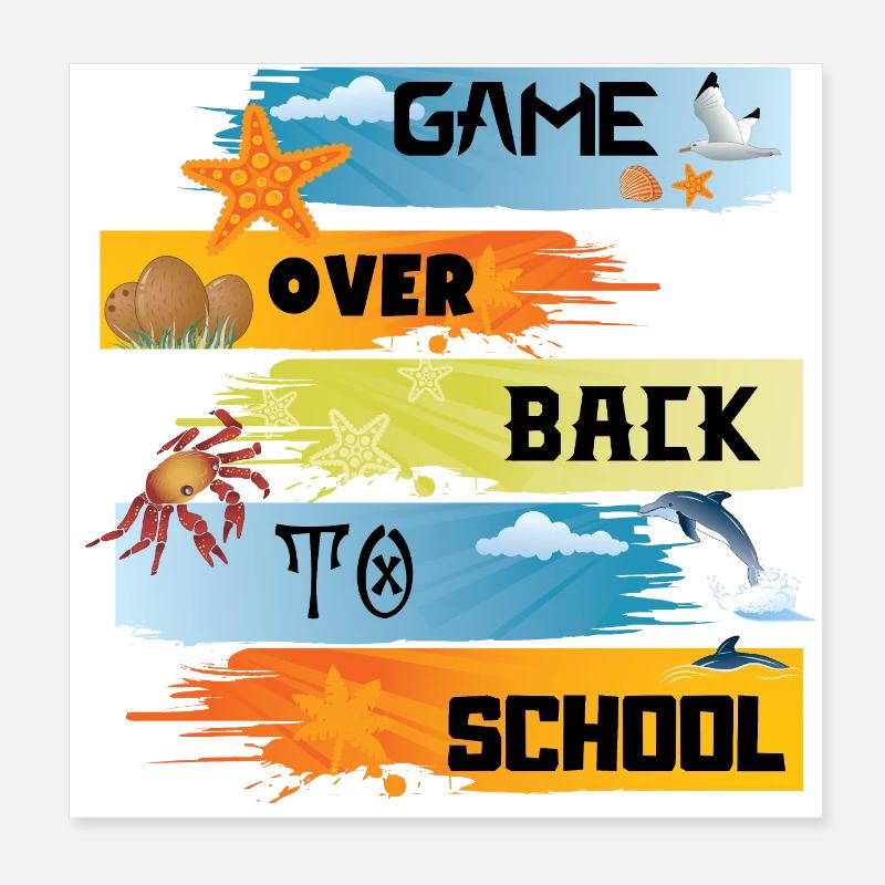 Game over back to school - Poster 8" x 8" (20x20 cm) - white