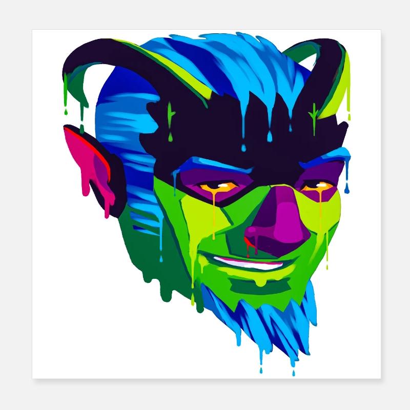 A Beautiful and Funny Satyr Satan Design Poster 8" x 8" (20x20 cm)