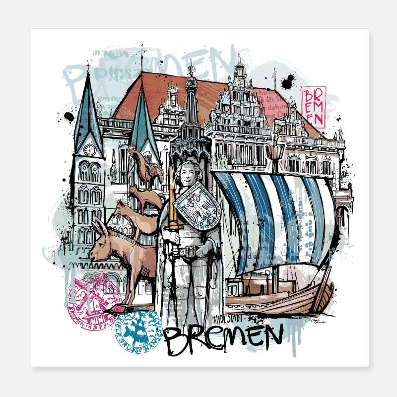 Illustration de Brême Poster 20 x 20 cm