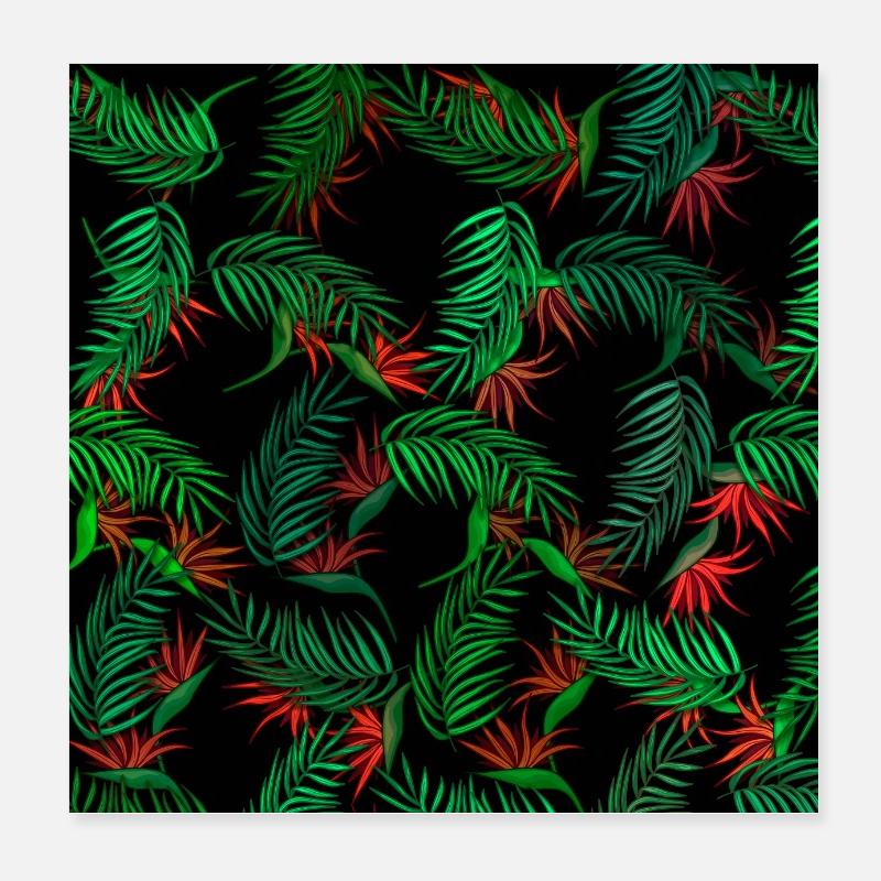 Palm trees and flowers pattern Poster 8" x 8" (20x20 cm)