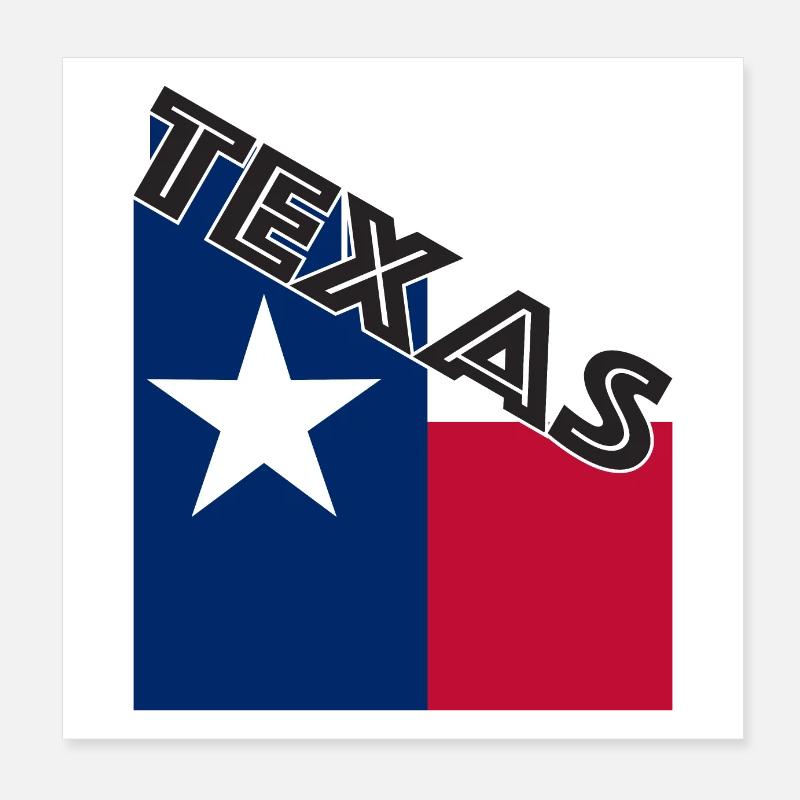 Texas Abgewinkelter Flaggentext Poster 20x20 cm