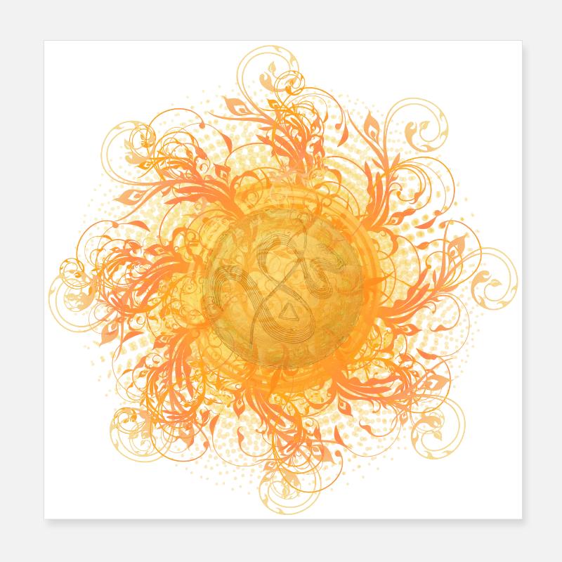 verschnörkelter Lichtwirbel, Sonne, SSL, Symbol Poster 20x20 cm