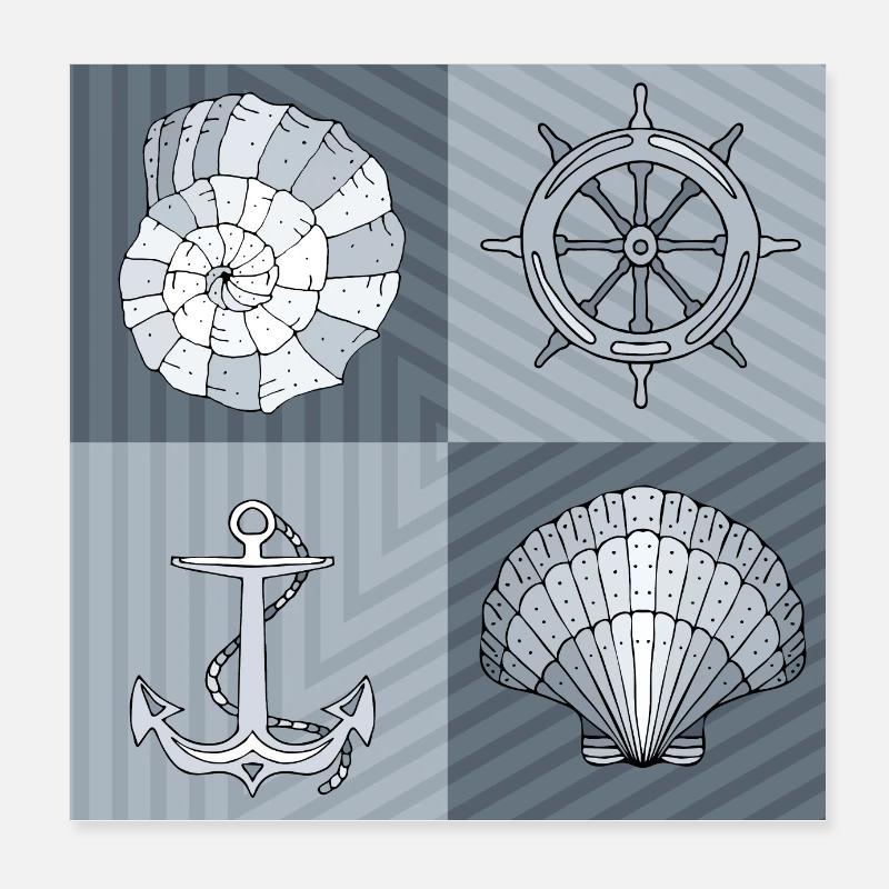 Maritime Symbole Poster 20x20 cm