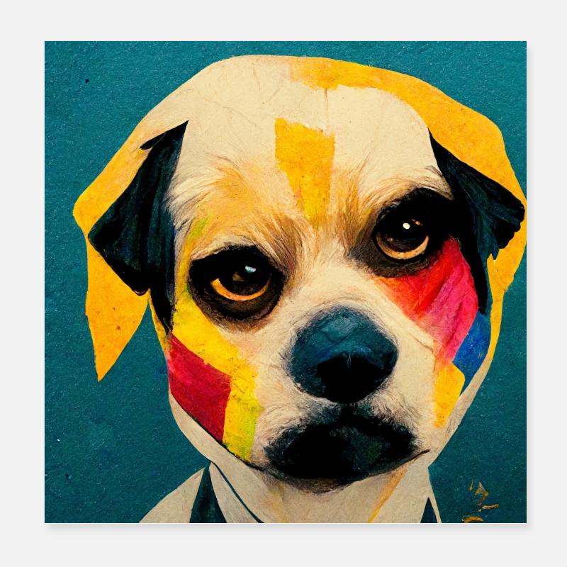Funny Pop Art Dog Poster 8" x 8" (20x20 cm)