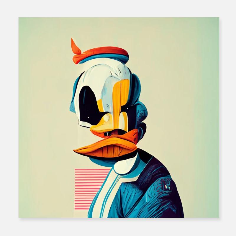 Drôle de canard Pop Art - Poster 20 x 20 cm - blanc