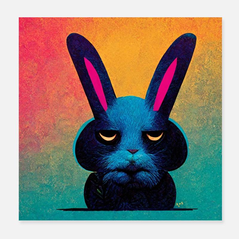 Drôle de lapin Pop Art Poster 20 x 20 cm