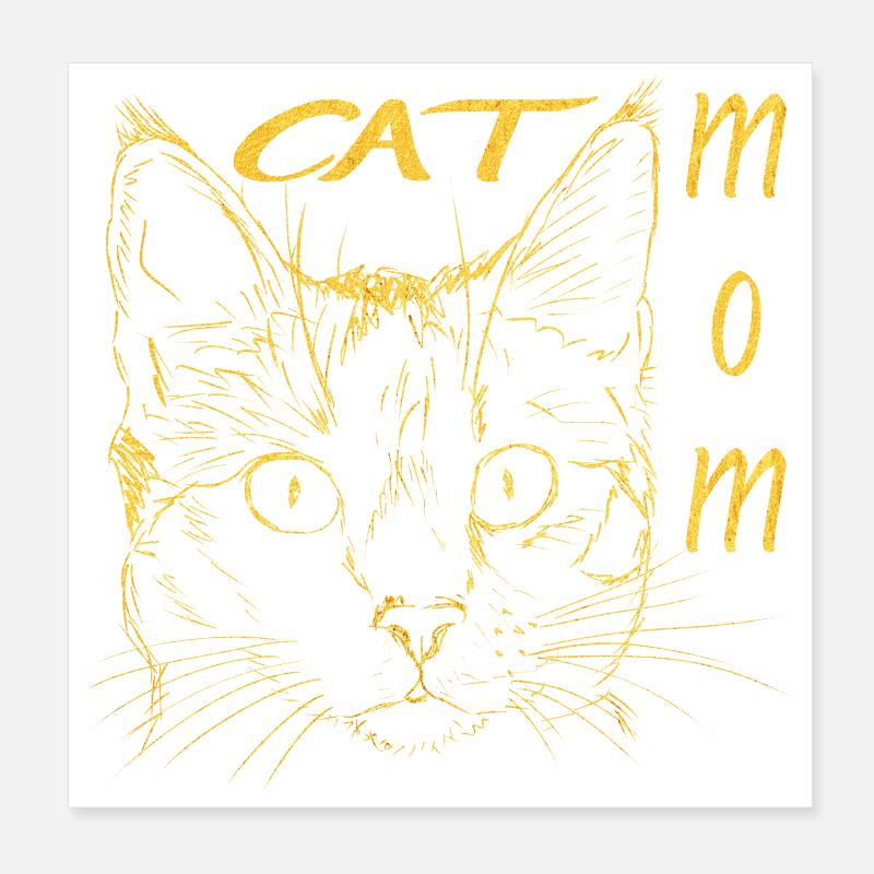 Maman chat - Mère chat - Tête de chat Poster 20 x 20 cm