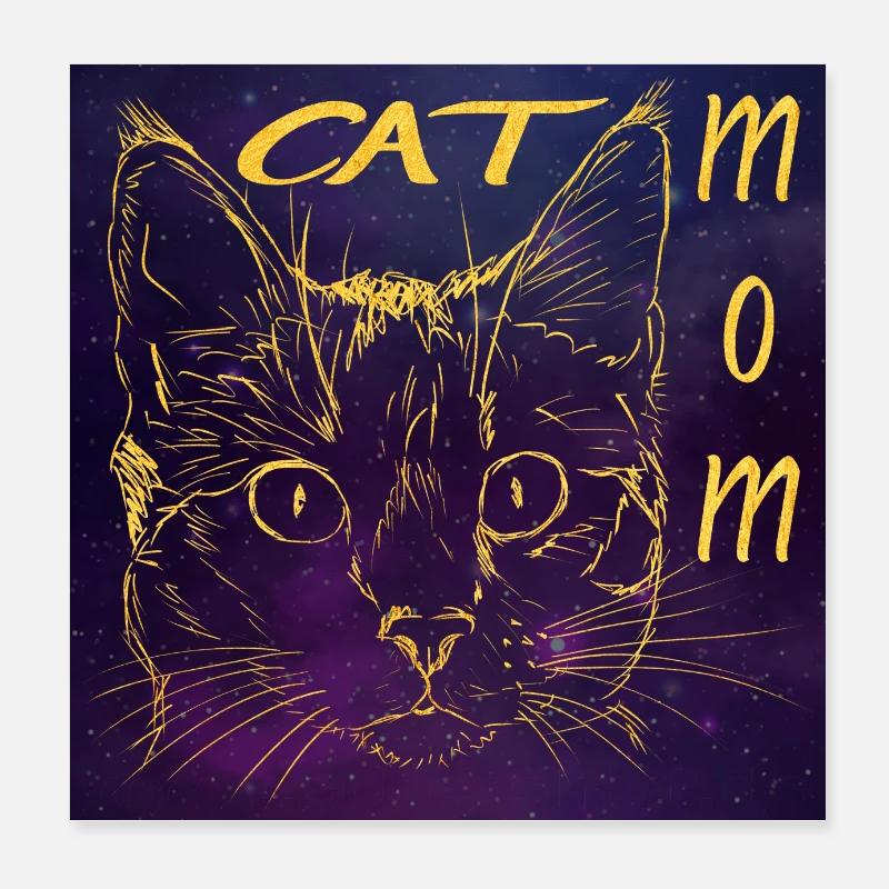 Maman Chat - Mère Chat - Tête de Chat - Univers Poster 20 x 20 cm