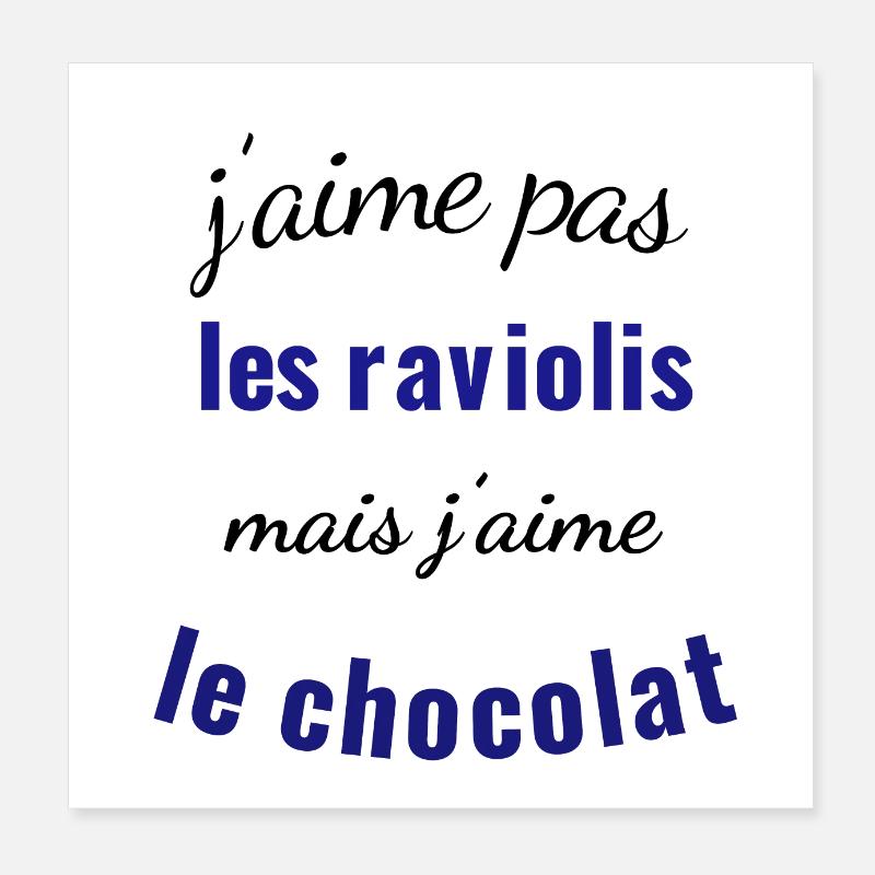 J aime pas les raviolis Poster 20 x 20 cm