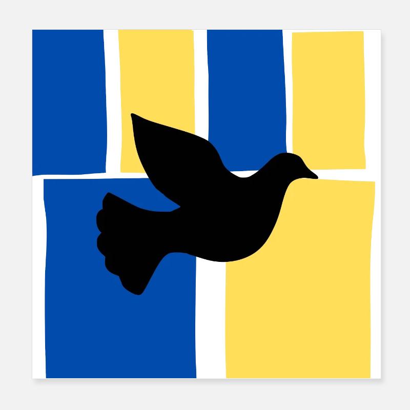 Frieden Friedenstaube auf der Ukrainischen Flagge - Poster 20x20 cm - Weiß