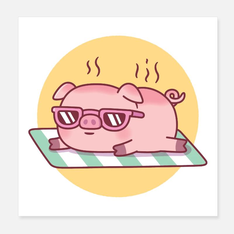 Un cochon mignon prend un coup de soleil et est rôti Poster 20 x 20 cm