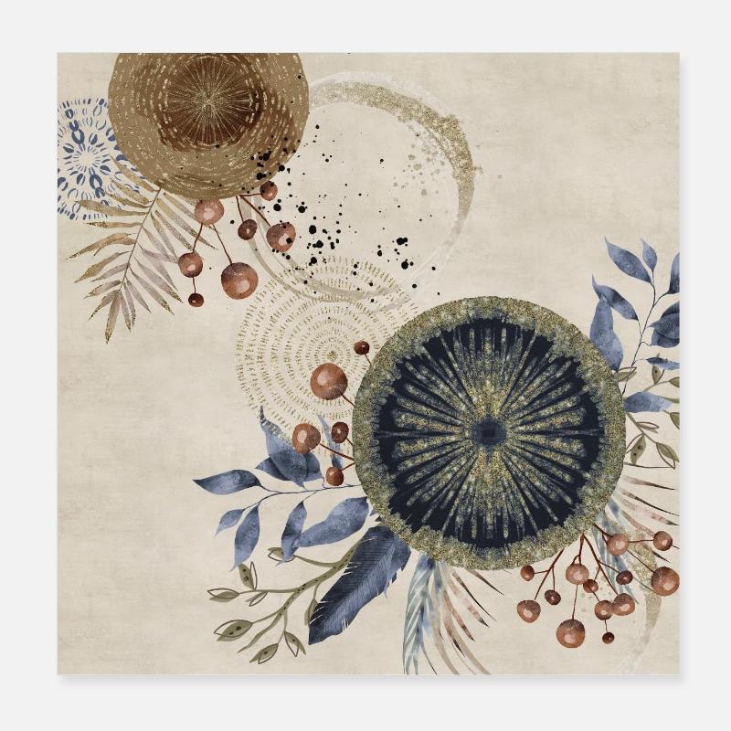 Blue Art Deco 2 Poster 8" x 8" (20x20 cm)