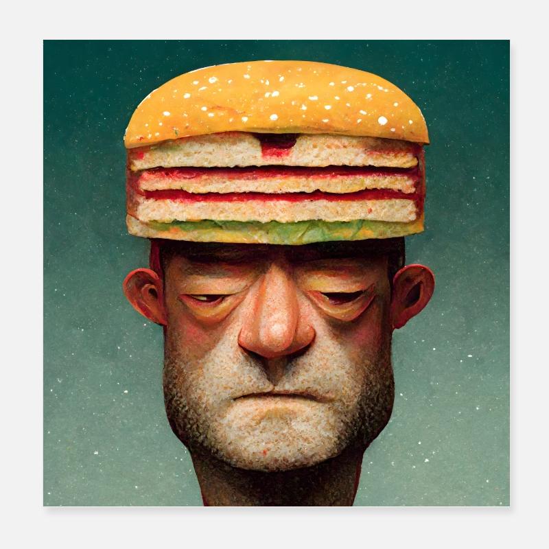 Ein Burger im Kopf Poster 20x20 cm