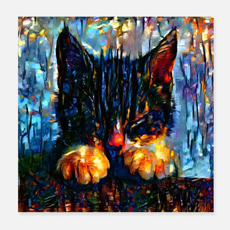 Art chat, chaton Poster 20 x 20 cm