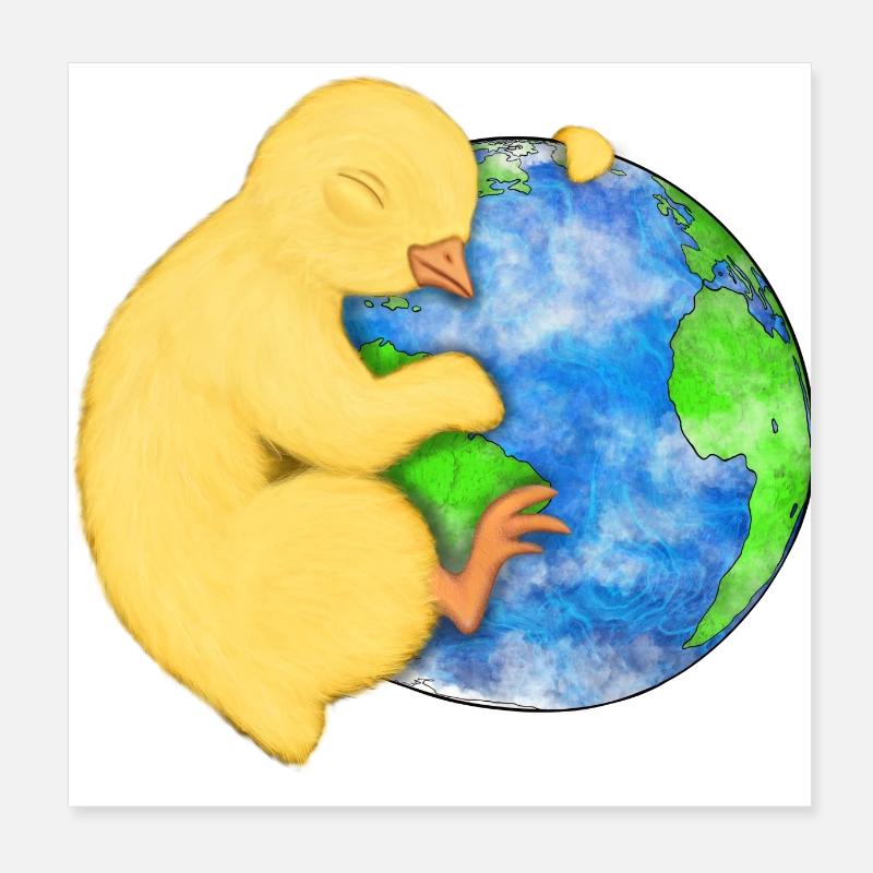 Erde und Huhn Poster 20x20 cm