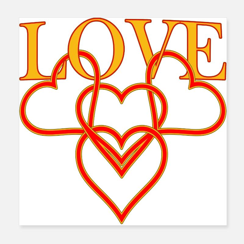 AMOUR 4 Cœurs Poster 20 x 20 cm