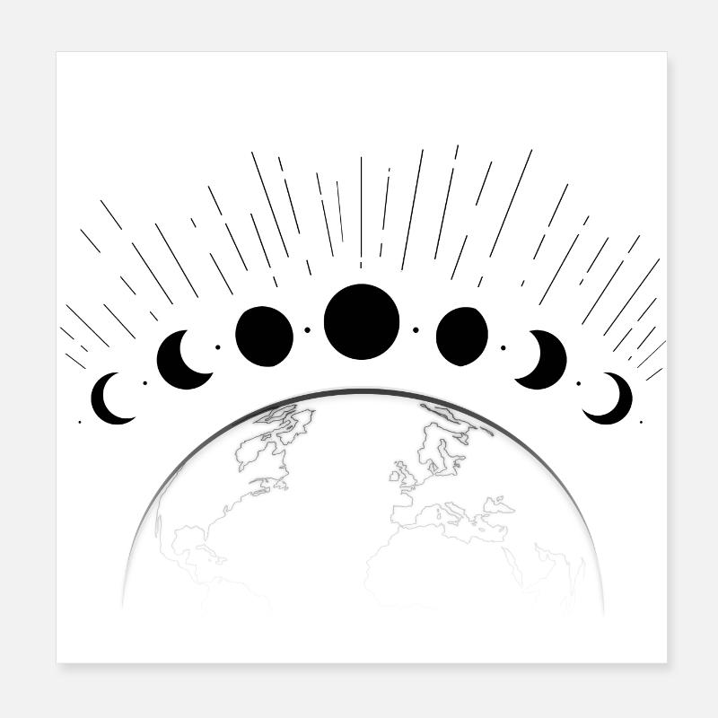 Black lunar cycle Poster 8" x 8" (20x20 cm)
