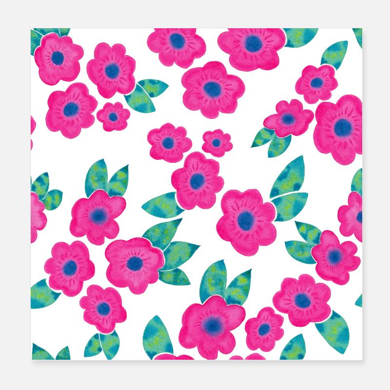 Rosa Blumen, Modell Poster 20x20 cm