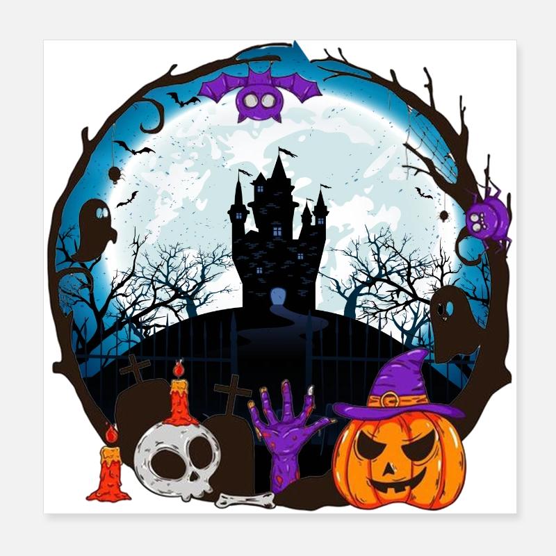 Halloween Scary Witch Horror Ghost Monster Poster 8" x 8" (20x20 cm)