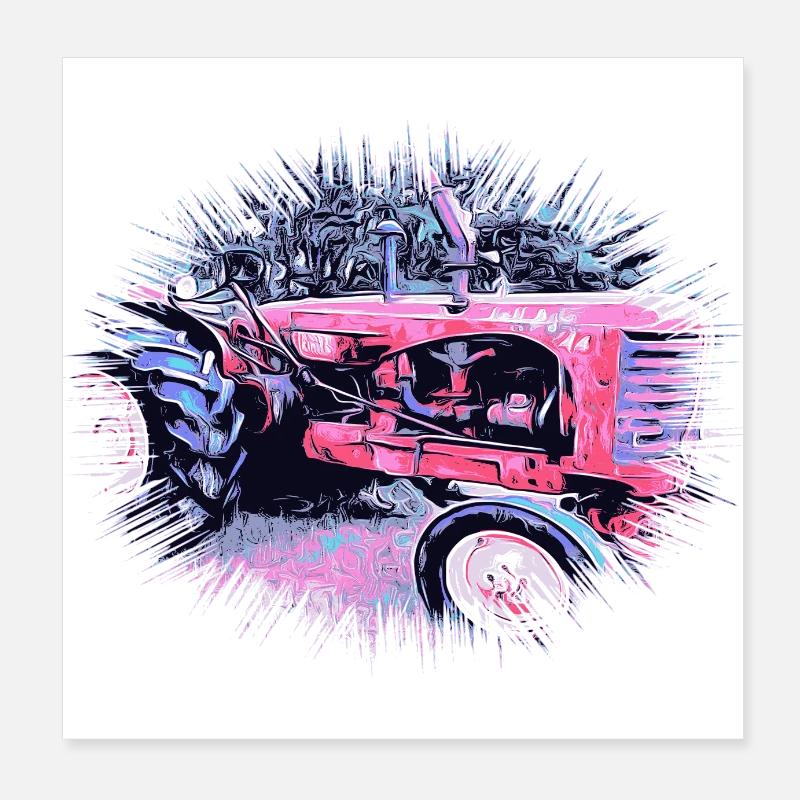 Tractor Poster 8" x 8" (20x20 cm)