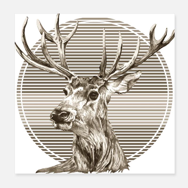 Deer Poster 8" x 8" (20x20 cm)