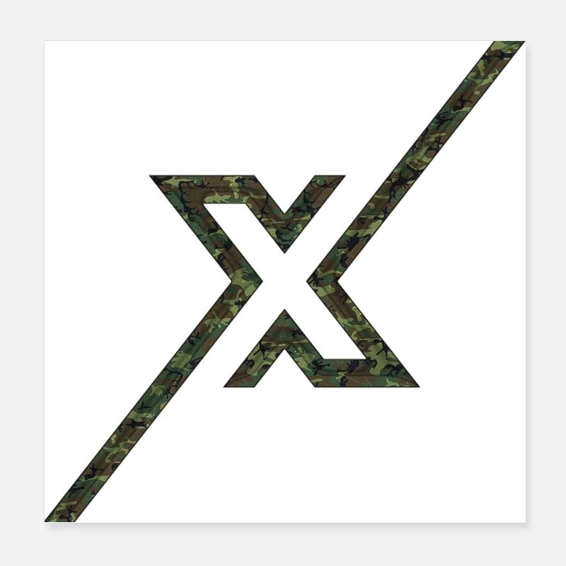 Forme de symbole typographie lettre Alphabet X Poster 20 x 20 cm