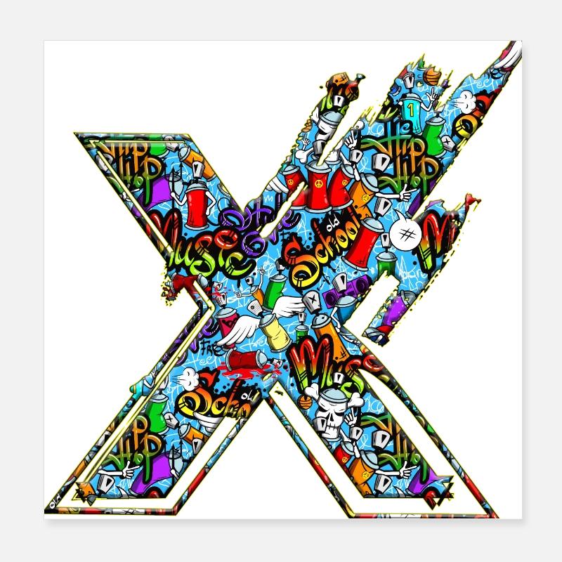 Symbolform Typografie Buchstabe Alphabet X Poster 20x20 cm