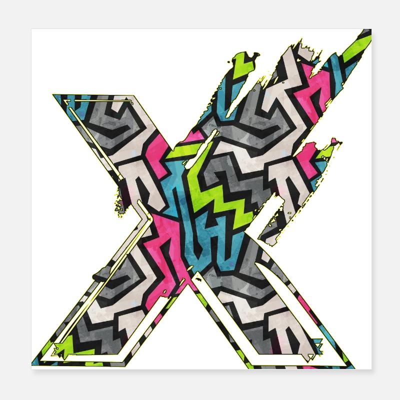 Symbol shape typography letter Alphabet X Poster 8" x 8" (20x20 cm)